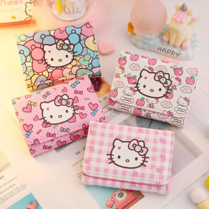 2021 New Fashion Pu Leather Cartoon Sanrio Hellokittys Anime Multi Card Slot Short Women Coin Purses 1 - Hello Kitty Plush