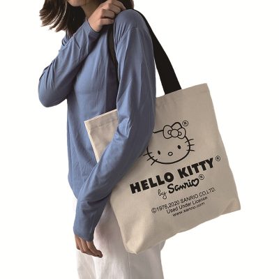 38Cm Hello Kitty Ms Cartoon Retro One Shoulder Canvas Bag Wild Hand Printed Student Tutoring Textbook 1 - Hello Kitty Plush