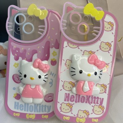 3D Hello Kitty Lens Cat Design Phone Cases For iPhone 13 12 11 Pro Max XR 2 - Hello Kitty Plush