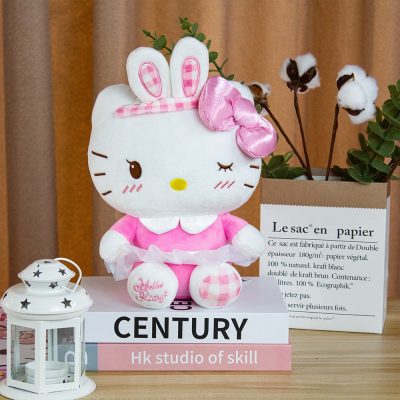 Cute KT Cat Plush Toys Original Sanrio Rabbit Ears Hello Kitty Plushie Doll Room Decoration Children 2 - Hello Kitty Plush