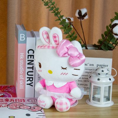 Cute KT Cat Plush Toys Original Sanrio Rabbit Ears Hello Kitty Plushie Doll Room Decoration Children 3 - Hello Kitty Plush