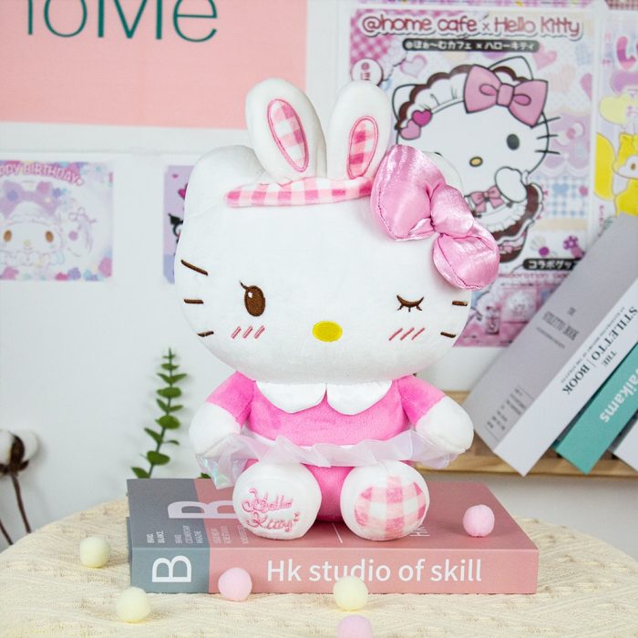 Cute KT Cat Plush Toys Original Sanrio Rabbit Ears Hello Kitty Plushie Doll Room Decoration Children - Hello Kitty Plush