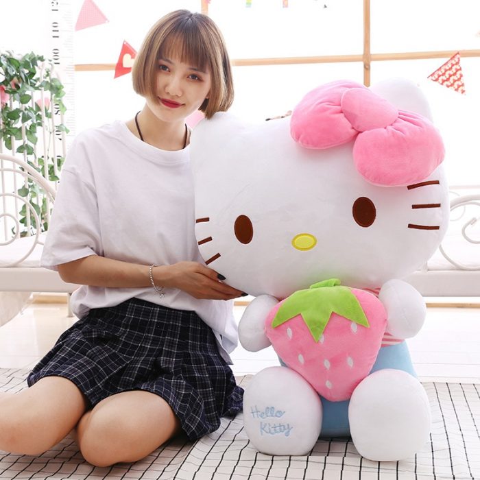 Cute Kawaii Hello Kitty Plush Dolls With Strawberry Cat Stuffed Soft Toys Cushion Sofa Pillow Birthday 2 - Hello Kitty Plush