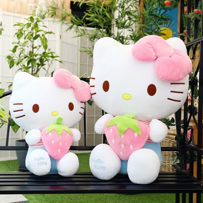 Cute Kawaii Hello Kitty Plush Dolls With Strawberry Cat Stuffed Soft Toys Cushion Sofa Pillow Birthday 4 - Hello Kitty Plush