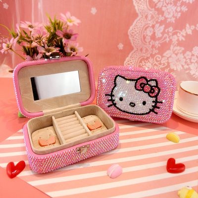 Hello Kitty Creativity Jewelry Box Cartoon Anime Storage Box Jewelry Bag Earrings Necklace Storage Box Jewelry 4 - Hello Kitty Plush