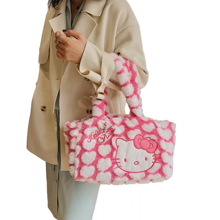 Hello Kitty Kawaii Handbag Soft and Comfortable Large capacity Storage Bag In Autumn and Winter Plush 1 - Hello Kitty Plush