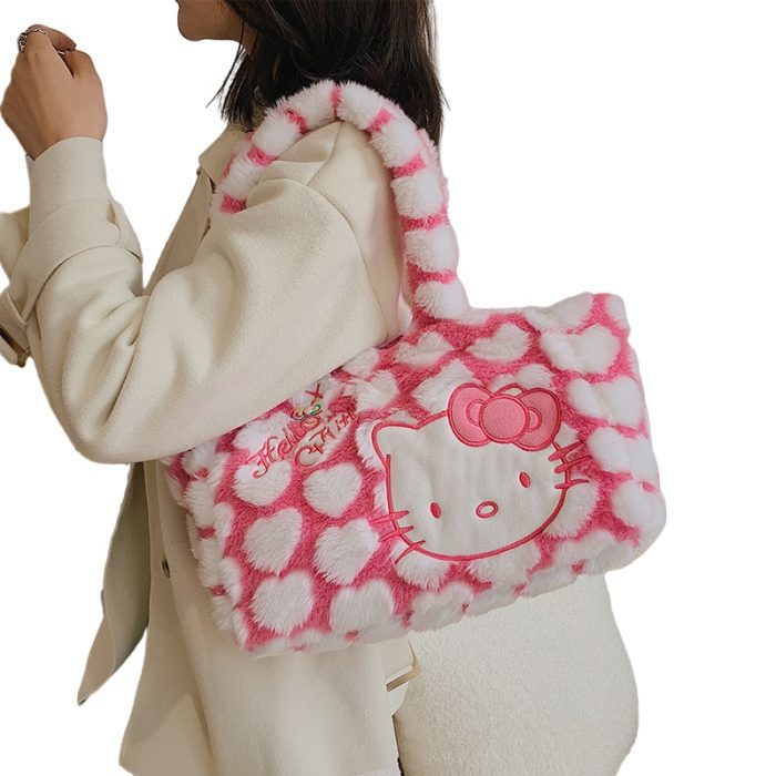 Hello Kitty Kawaii Handbag Soft and Comfortable Large capacity Storage Bag In Autumn and Winter Plush 2 - Hello Kitty Plush