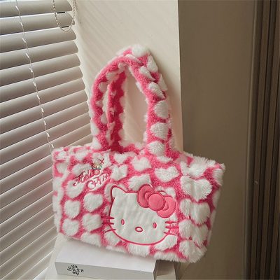 Hello Kitty Kawaii Handbag Soft and Comfortable Large capacity Storage Bag In Autumn and Winter Plush 3 - Hello Kitty Plush