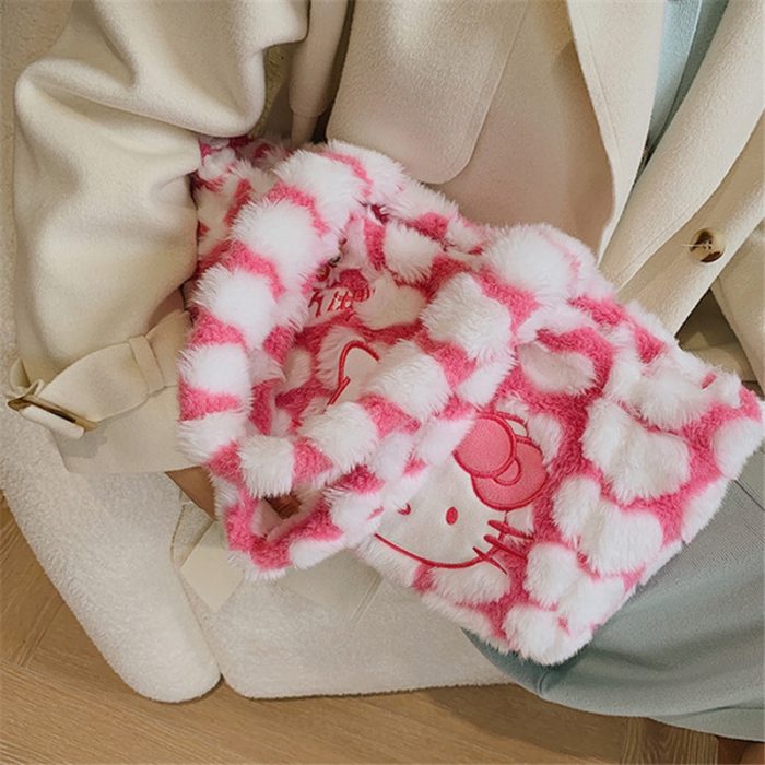 Hello Kitty Kawaii Handbag Soft and Comfortable Large capacity Storage Bag In Autumn and Winter Plush 4 - Hello Kitty Plush