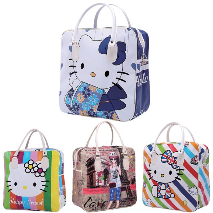Hello Kitty Travel Bag Kawaii Cartoon Handbag Waterproof PU Luggage Bag Business Sanrio Student Large Capacity 1 - Hello Kitty Plush