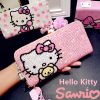 Hello Kitty Wallet Girls Cartoon Kt Cat Bling Diamond Personality Money Folder Bag Lovely Bright Women - Hello Kitty Plush