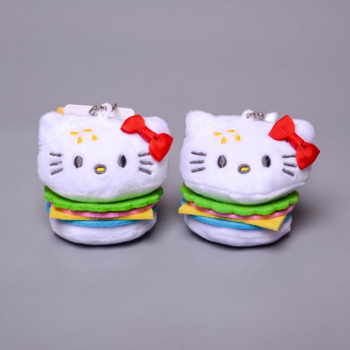KAWAII Sanriod cartoon Anime Series Kitty COS Hamburger Cute soft plush toy Bag guajian hanging drop 1 - Hello Kitty Plush