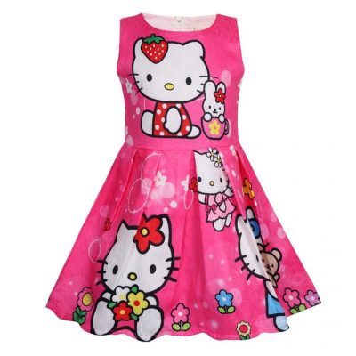 Kids Dresses For Girls Clothing girl dress cartoon cat dress Teenager 2018 Casual Children Clothing New 1 - Hello Kitty Plush