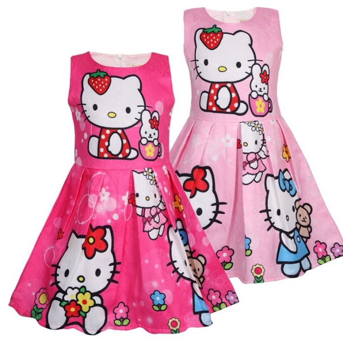 Kids Dresses For Girls Clothing girl dress cartoon cat dress Teenager 2018 Casual Children Clothing New 2 - Hello Kitty Plush
