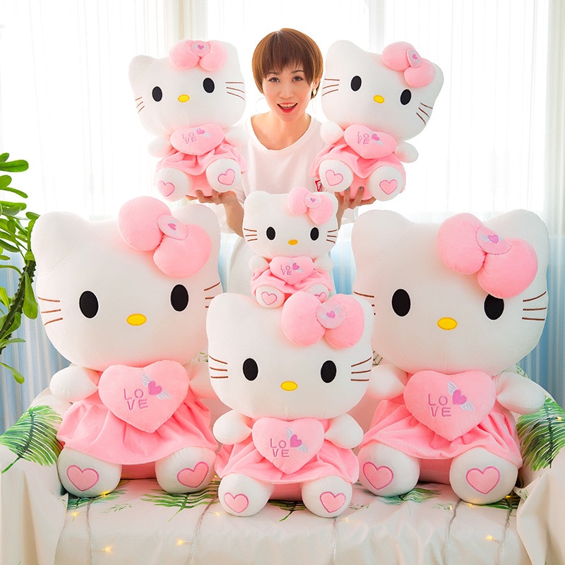50cm Sanrio Anime Kawaii Hello Kitty Plush Toy Pink Bowknot Dress Peluche Doll Cute Decorate Pillow - Hello Kitty Plush