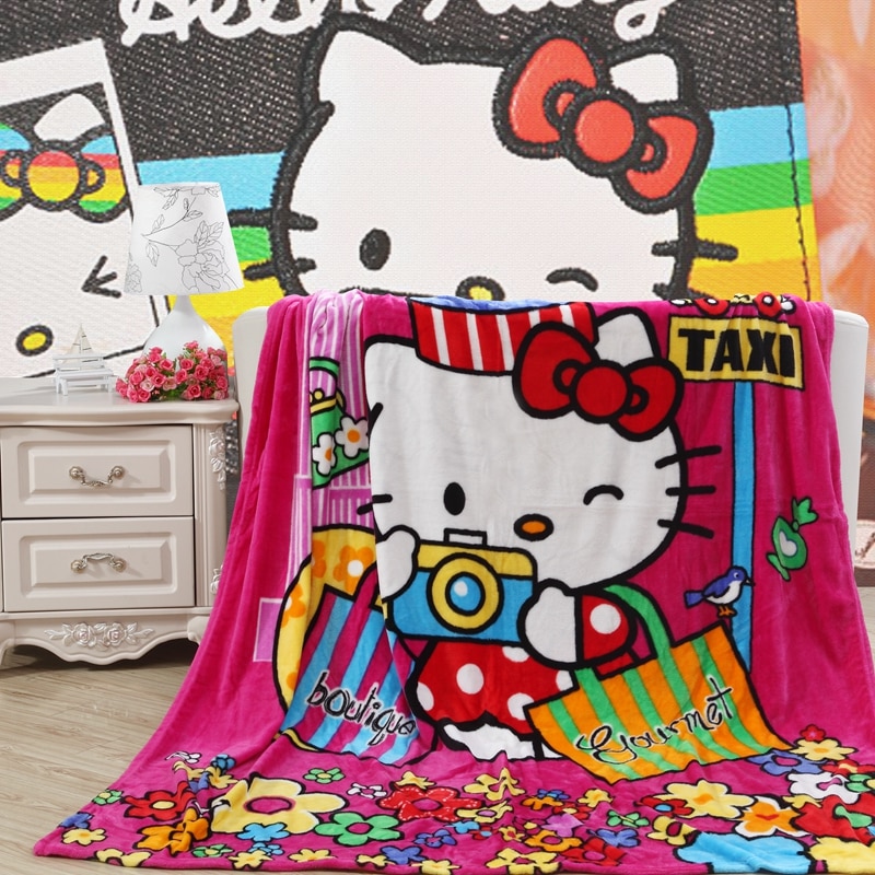 Cartoon Hello Kitty Flannel Children Blanket Summer Home Bedroom Air Conditioner Blanket Cute Kindergarten Baby Nap - Hello Kitty Plush