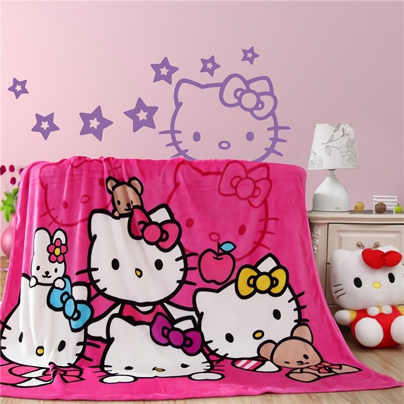 Cartoon Hello Kitty Flannel Children Blanket Summer Home Bedroom Air Conditioner Blanket Cute Kindergarten Baby Nap - Hello Kitty Plush
