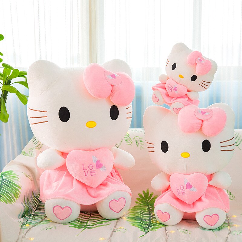 50cm Sanrio Anime Kawaii Hello Kitty Plush Toy Pink Bowknot Dress Peluche Doll Cute Decorate Pillow 1 - Hello Kitty Plush