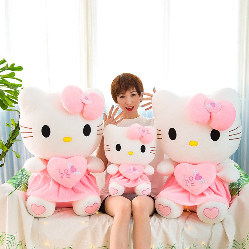 50cm Sanrio Anime Kawaii Hello Kitty Plush Toy Pink Bowknot Dress Peluche Doll Cute Decorate Pillow 2 - Hello Kitty Plush