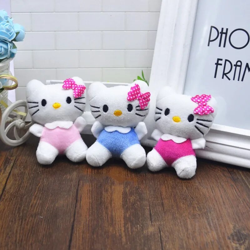 30pcs 9cm Small Stuffed Mini Cat Doll Decoration Keychain Animal Pendant Toys Plush Pink Colorful Bouquet 4 - Hello Kitty Plush