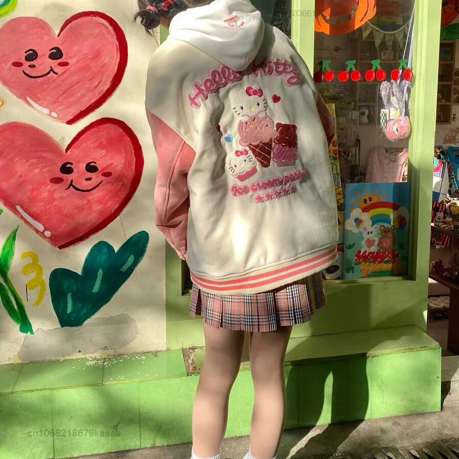 Hello Kitty Clothes Y2k Teenager Girl Luxury Design Embroidery Pink Jacket Baseball Jacket Fashion Coat Women 4 - Hello Kitty Plush