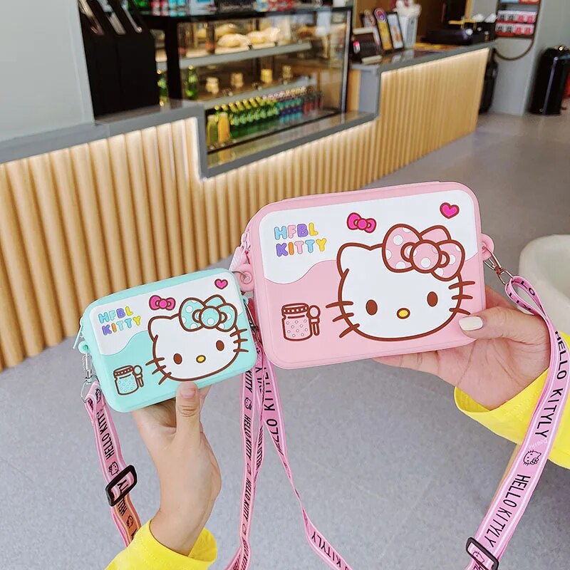 Hello Kitty Kawaii Pursees Cartoon Cat Shoulder Bag Korean Version of Silicone Diagonal Span Coin Bags - Hello Kitty Plush